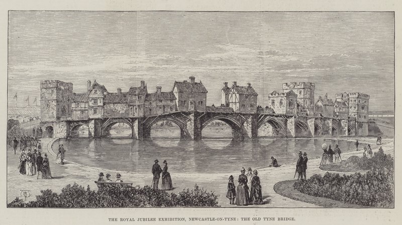 Die königliche Jubiläumsausstellung, Newcastle-on-Tyne, die alte Tyne-Brücke von Thomas Harrington Wilson