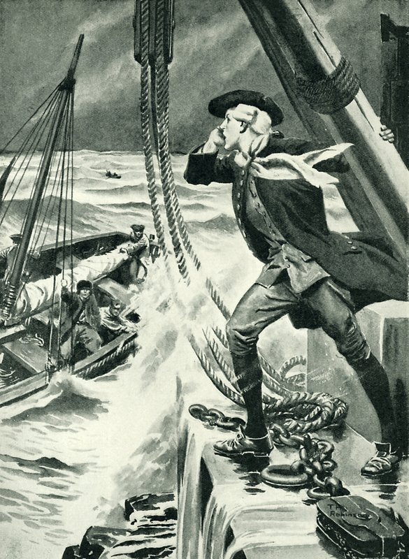 John Smeaton bei der Arbeit an seinem Leuchtturm von Thomas Heath Robinson
