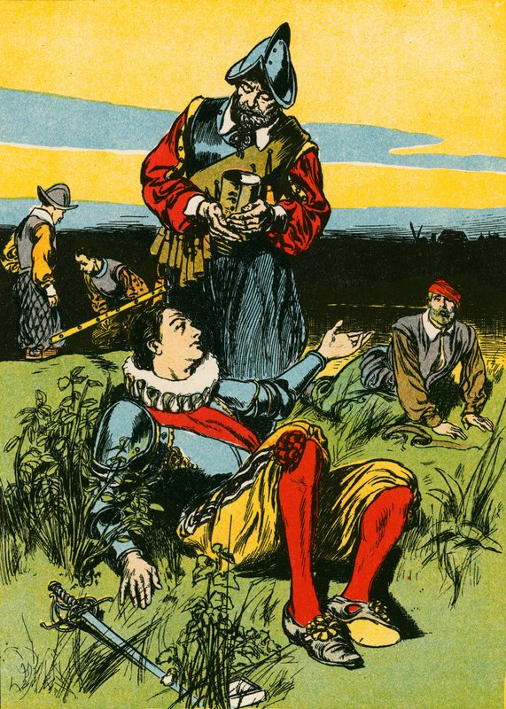 Sir Philip Sidney und der sterbende Soldat von Thomas Heath Robinson