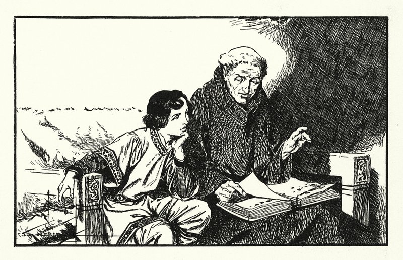Der zukünftige König Alfred wird erzogen von Thomas Heath Robinson