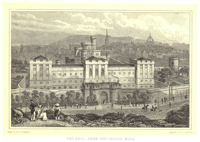 Das Gefängnis, vom Calton Hill (Gravur) von Thomas Hosmer (after) Shepherd