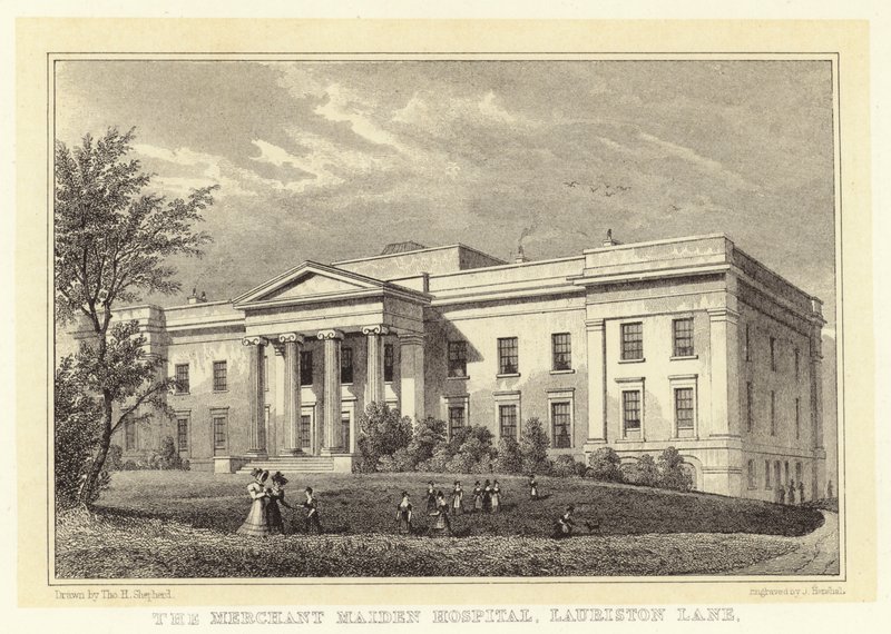 Merchant Maiden Hospital, Lauriston Lane (Gravur) von Thomas Hosmer (after) Shepherd