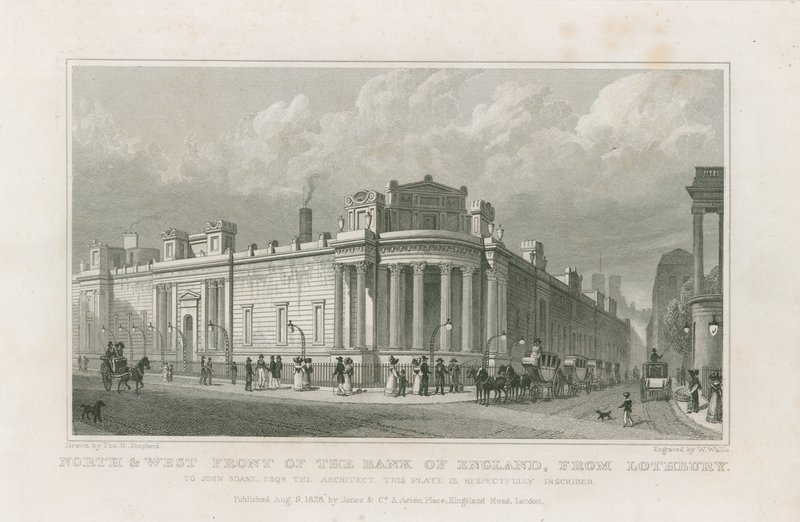 Bank of England, Sir John Soanes Fassaden von Thomas Hosmer Shepherd