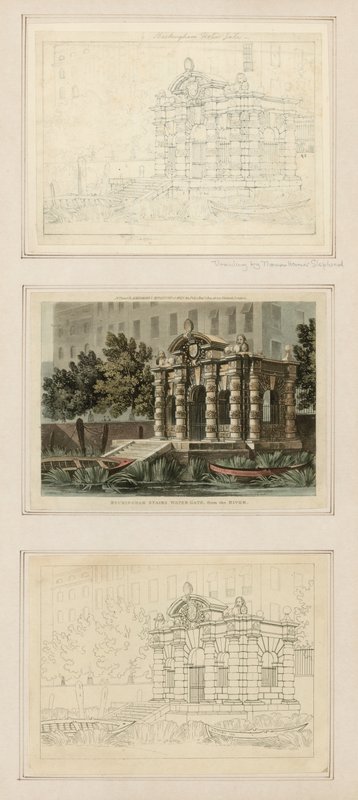 Buckingham Stairs Water Gate, vom Fluss aus von Thomas Hosmer Shepherd