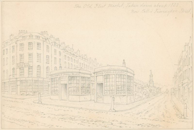 Fleet Market von der Holborn Bridge (jetzt entfernt) von Thomas Hosmer Shepherd