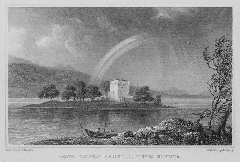Schloss Loch Leven, von Kinros (Gravur) von Thomas Hosmer Shepherd