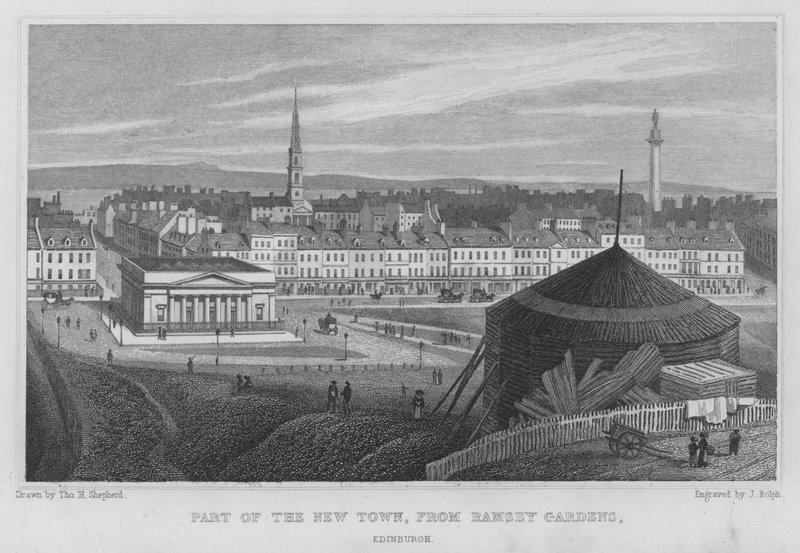 Teil der Neustadt, von den Ramsey Gardens, Edinburgh von Thomas Hosmer Shepherd
