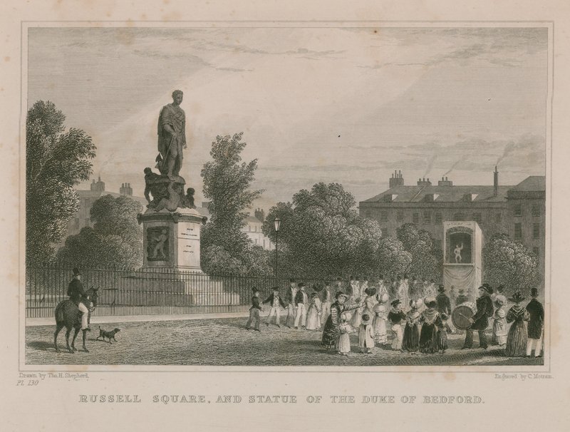 Russell Square und Statue des Herzogs von Bedford von Thomas Hosmer Shepherd