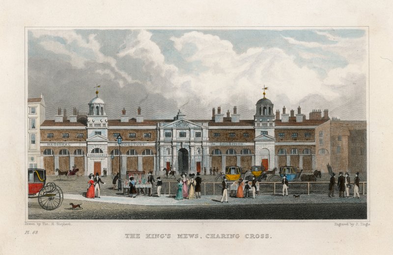 Die königlichen Stallungen, Charing Cross. Vorübergehendes Zuhause von Edward Cross