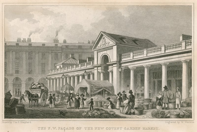 Die nordwestliche Fassade des neuen Covent Garden Market, London von Thomas Hosmer Shepherd