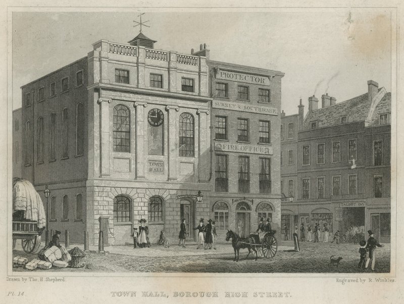 Rathaus, Borough High Street (Gravur) von Thomas Hosmer Shepherd