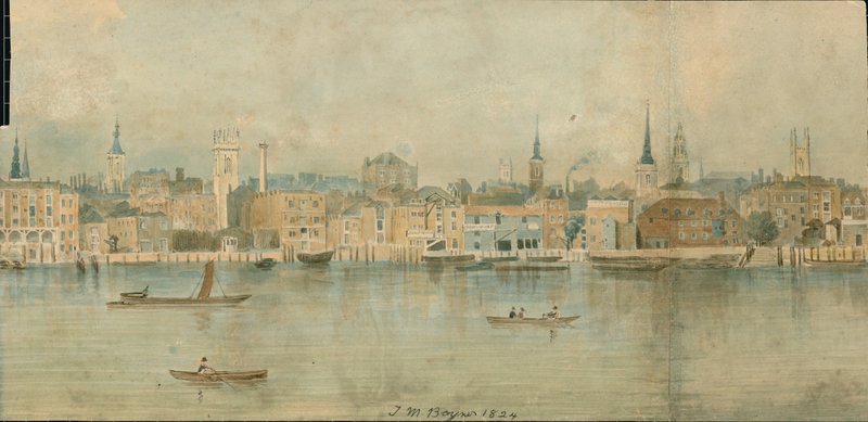 Panorama der Nordseite der Themse, in 13 Teilen von Thomas Mann Baynes