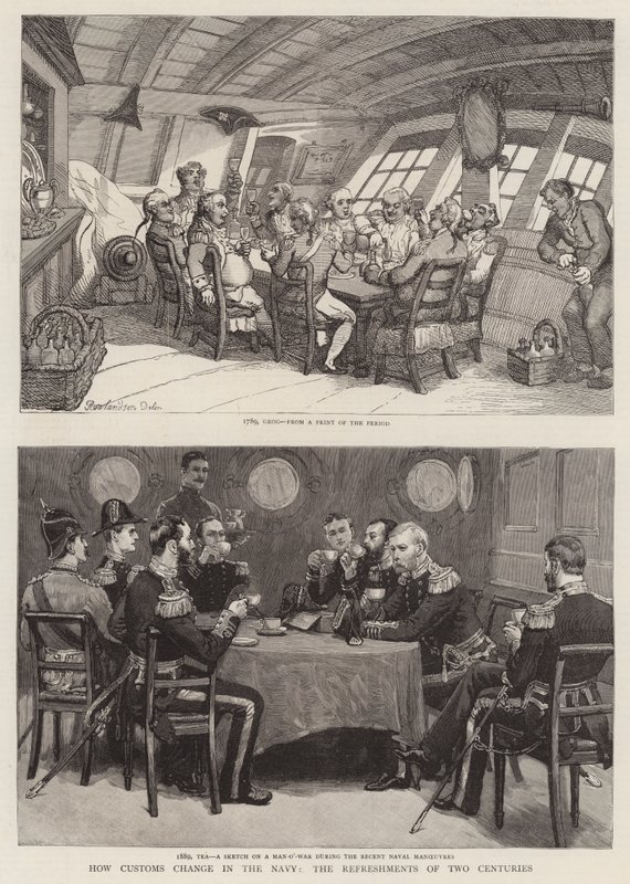 Wie sich die Bräuche in der Marine ändern, die Erfrischungen von zwei Jahrhunderten von Thomas Rowlandson