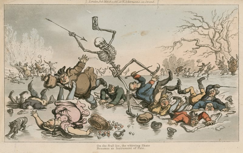 Auf dünnem Eis, der surrende Schlittschuh, wird zum Instrument des Schicksals von Thomas Rowlandson