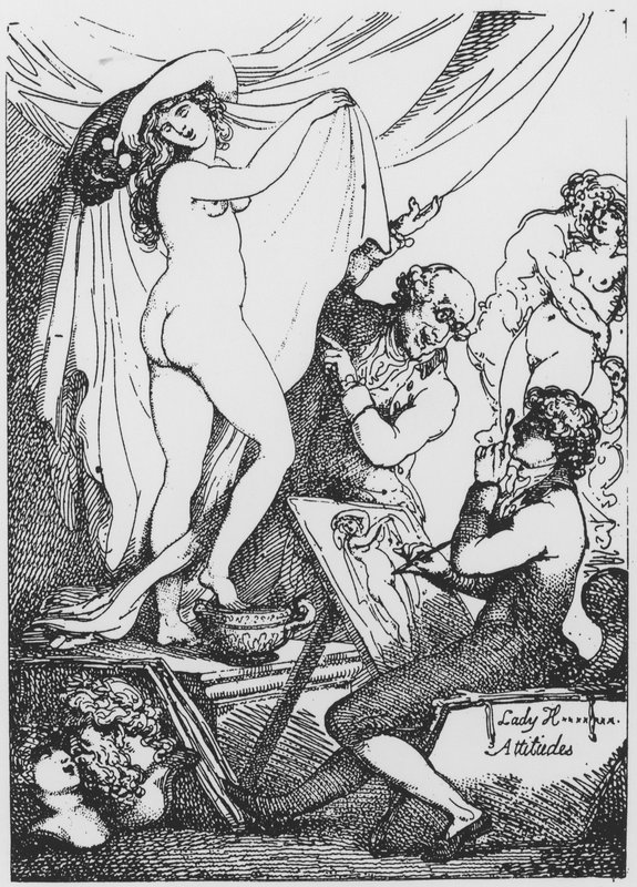 Die zukünftige Lady Hamilton posiert als Hygeia, Göttin der Gesundheit, im Tempel des Aesculapius von Dr. James Graham von Thomas Rowlandson
