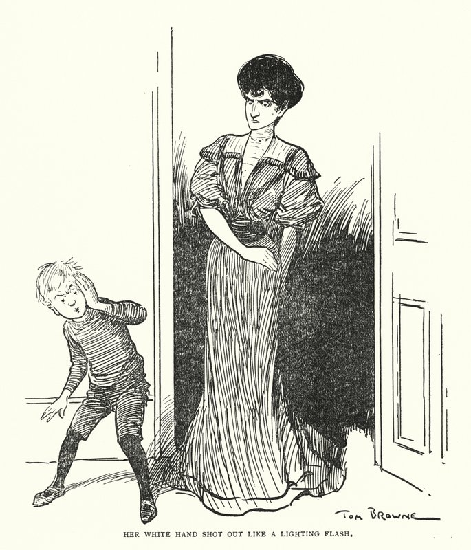 Ihre weiße Hand schoss wie ein Blitz hervor (Lithografie) von Tom Browne