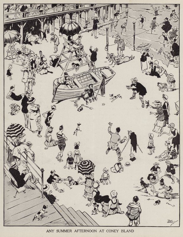 Ein Sommernachmittag auf Coney Island (Lithografie) von Tony Sarg