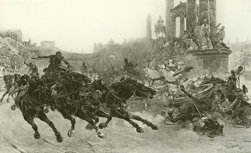 Rom unter Trajan - Ein Wagenrennen (Gravur) von Ulpiano Checa y Sanz
