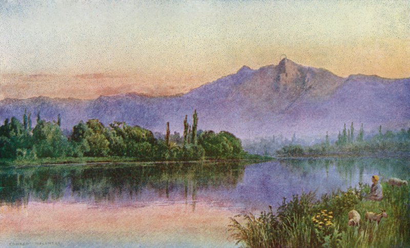Sonnenuntergang am Jhelum, oberhalb von Srinagar von Unbekannt Unbekannt