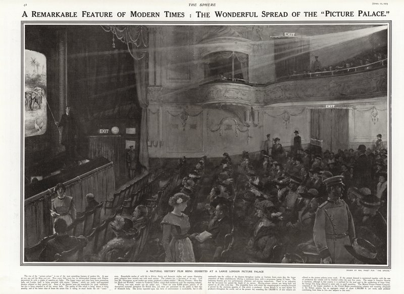 Ein Naturfilm wird in einem Londoner Kino gezeigt, 1913 von Walter Stanley Paget