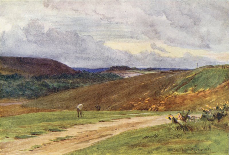 Wessex: Die Broadstone Golf Links, in der Nähe von Poole (Farblithographie) von Walter Frederick Roofe Tyndale