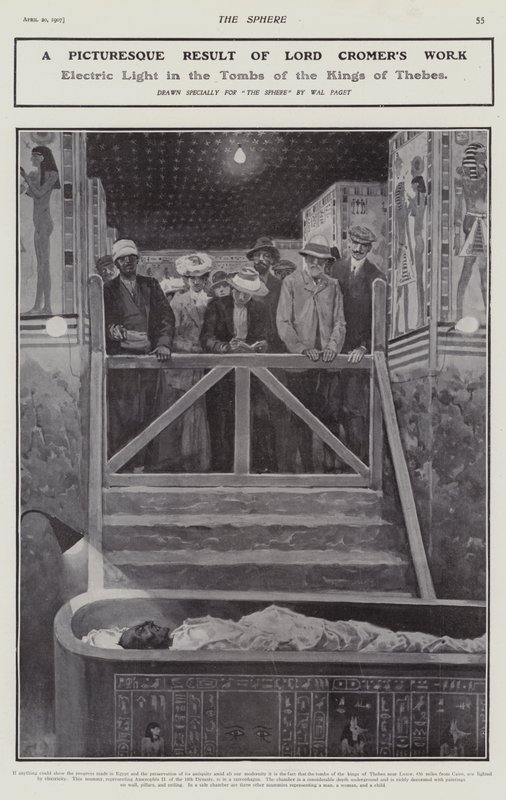 Elektrisches Licht in den Gräbern der Könige von Theben (Lithografie) von Walter Paget