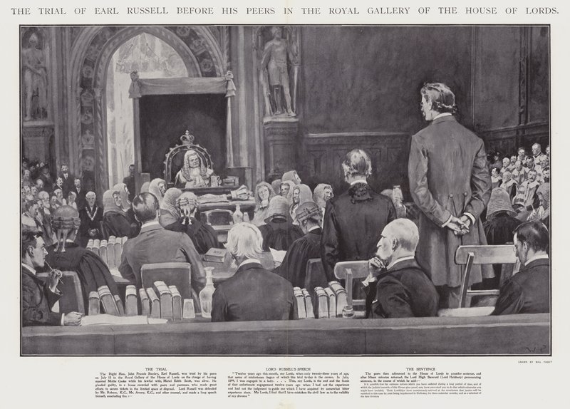 Der Prozess von Earl Russell vor seinen Kollegen in der Royal Gallery des House of Lords, Westminster von Walter Paget