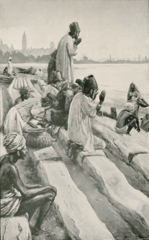 Parsen verehren die aufgehende Sonne am Strand von Bombay von Walter Stanley Paget