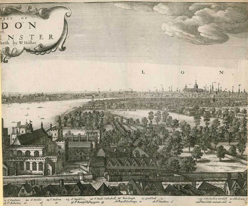Die Aussicht auf London und Westminster von Lambeth aus von Wenceslaus Hollar