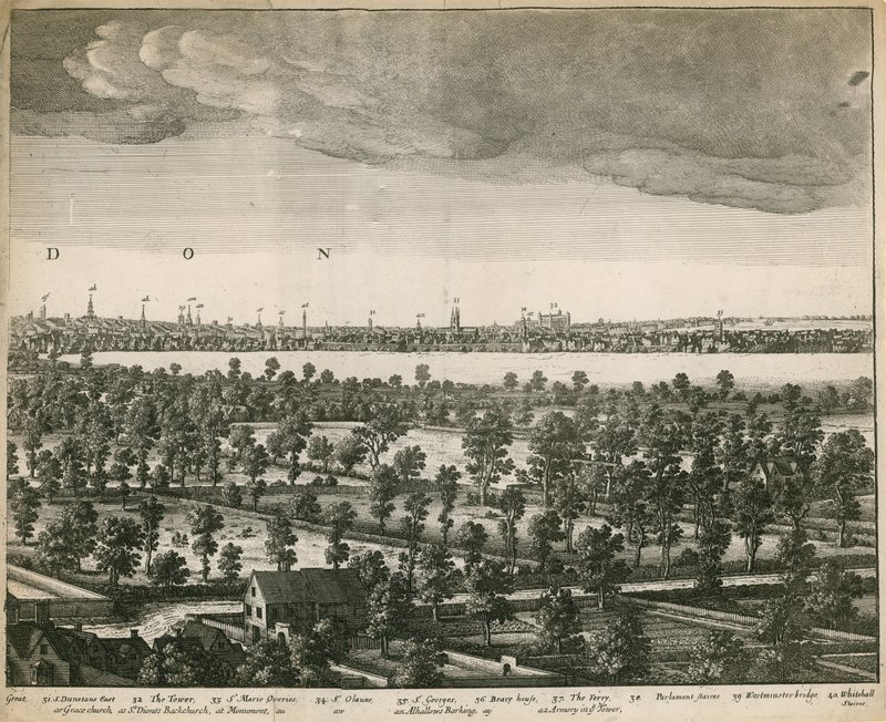 Die Aussicht auf London und Westminster von Lambeth aus von Wenceslaus Hollar