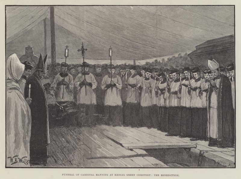 Beerdigung von Kardinal Manning auf dem Kensal Green Cemetery, die Benediktion von William Barnes Wollen