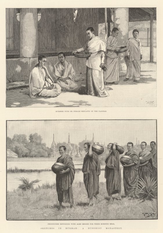Skizzen in Burma, ein buddhistisches Kloster von William Barnes Wollen