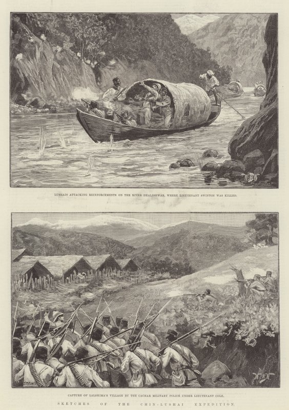 Skizzen der Chin-Lushai-Expedition von William Barnes Wollen