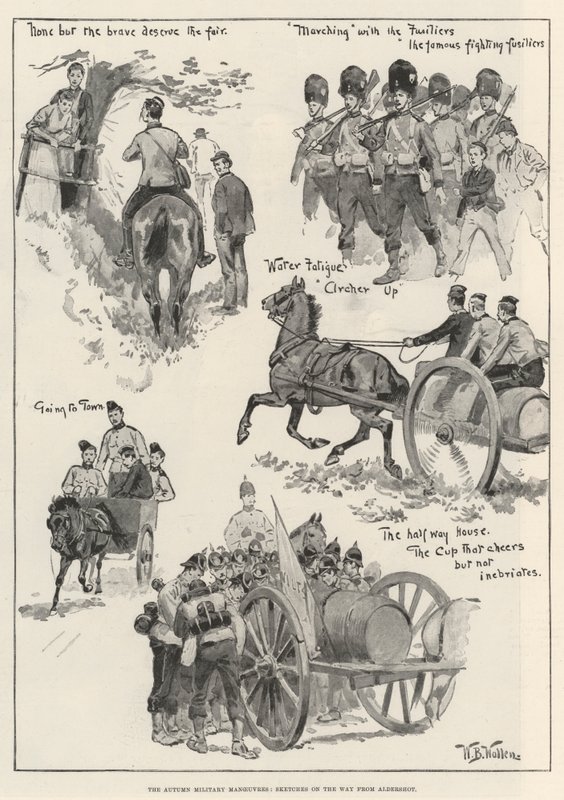 Die Herbstmanöver, Skizzen auf dem Weg von Aldershot von William Barnes Wollen