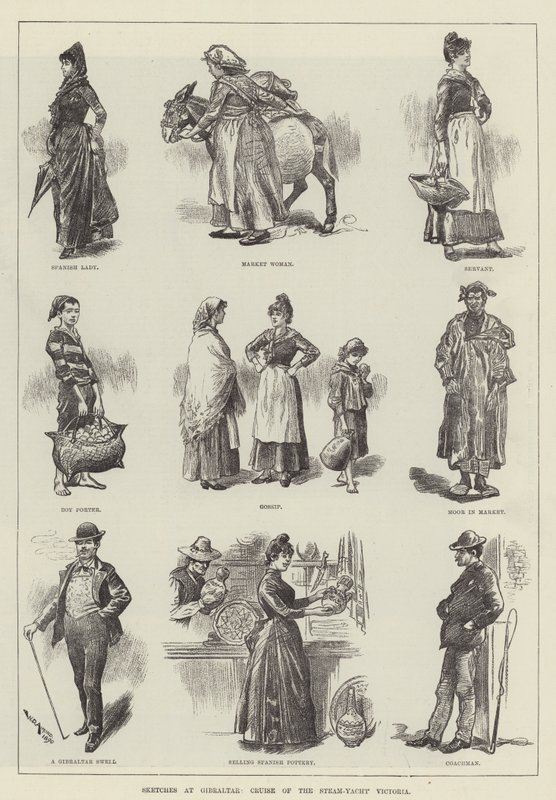 Skizzen in Gibraltar, Kreuzfahrt der Dampfyacht Victoria von William Douglas Almond