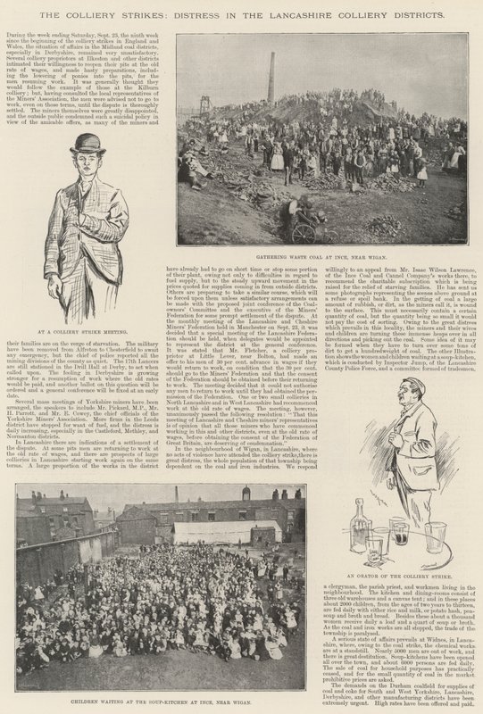 Die Streiks in den Kohlebergwerken, Not in den Kohlebergwerksbezirken von Lancashire von William Douglas Almond