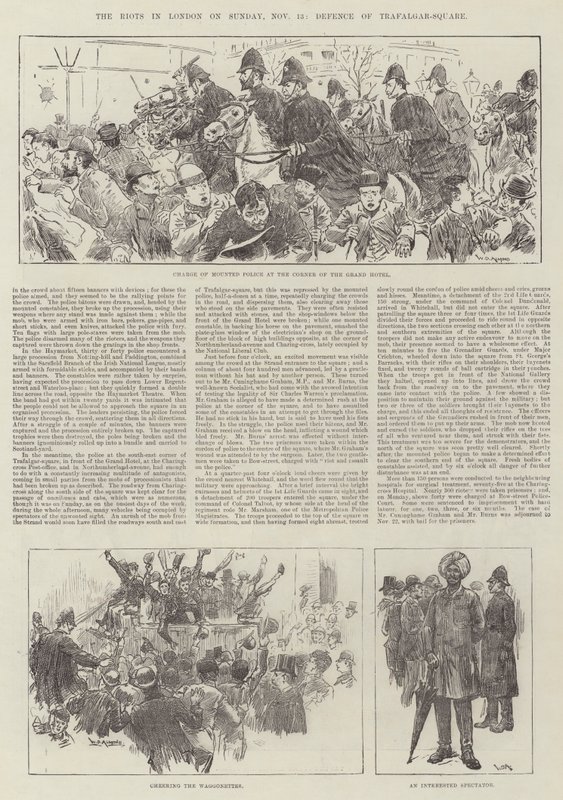 Die Unruhen in London am Sonntag, 13. November, Verteidigung des Trafalgar Square von William Douglas Almond