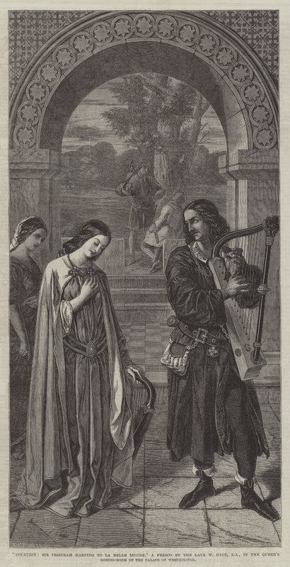 Höflichkeit, Sir Tristram spielt La Belle Isoude auf der Harfe von William Dyce