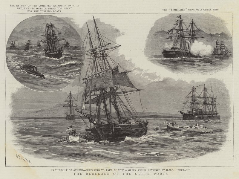 Die Blockade der griechischen Häfen von William Lionel Wyllie