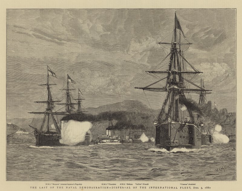 Das Ende der Marine-Demonstration, Zerstreuung der Internationalen Flotte, 5. Dezember 1880 von William Lionel Wyllie