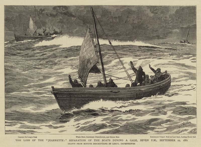 Der Verlust der Jeannette, Trennung der Boote während eines Sturms, sieben Uhr abends, 12. September 1881 von William Lionel Wyllie