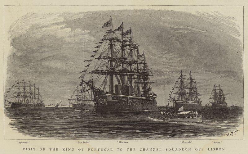 Besuch des Königs von Portugal beim Kanalschwadron vor Lissabon von William Lionel Wyllie