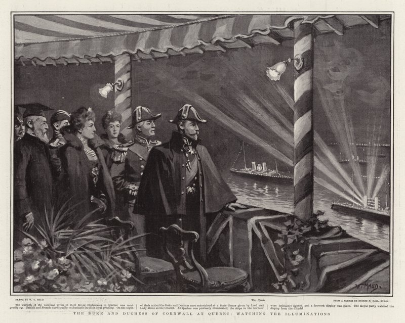Der Herzog und die Herzogin von Cornwall in Quebec, beobachten die Beleuchtungen von William T. Maud