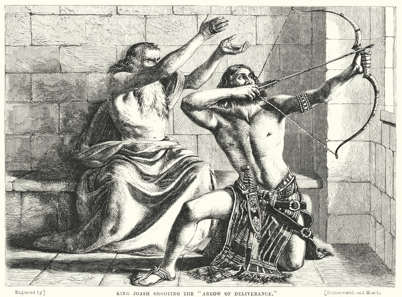 König Joasch schießt den Pfeil der Erlösung (Stich) von William (after) Dyce