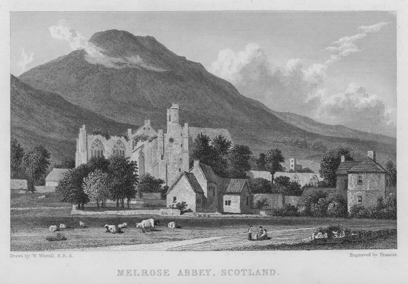 Melrose Abtei, Schottland (Stich) von William (after) Westall
