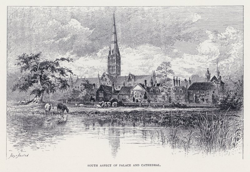 Südansicht des Palastes und der Kathedrale (Stich) von William Alexander Ansted