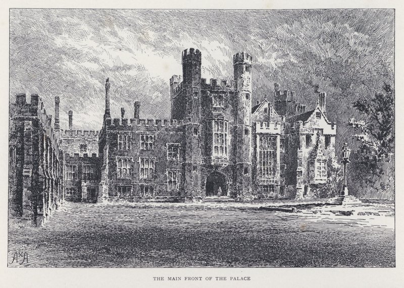 Die Hauptfassade des Palastes (Stich) von William Alexander Ansted
