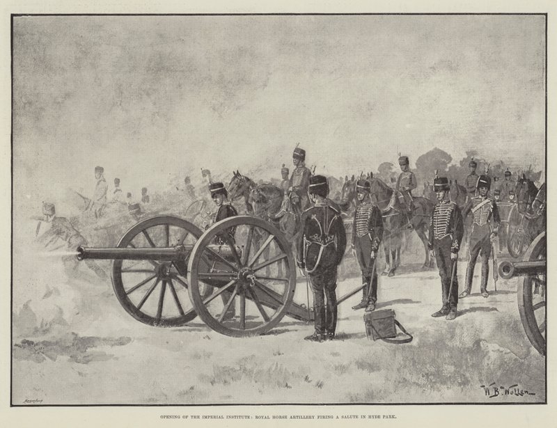 Eröffnung des Imperial Institute, Royal Horse Artillery feuert Salut im Hyde Park von William Barnes Wollen
