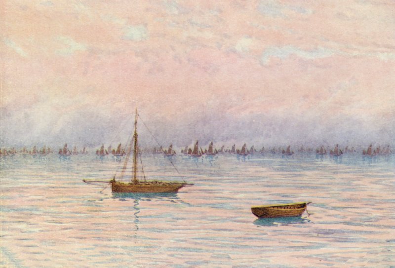 Die Austernflotte von Whitstable, die vor Herne Bay baggert von William Biscombe Gardner