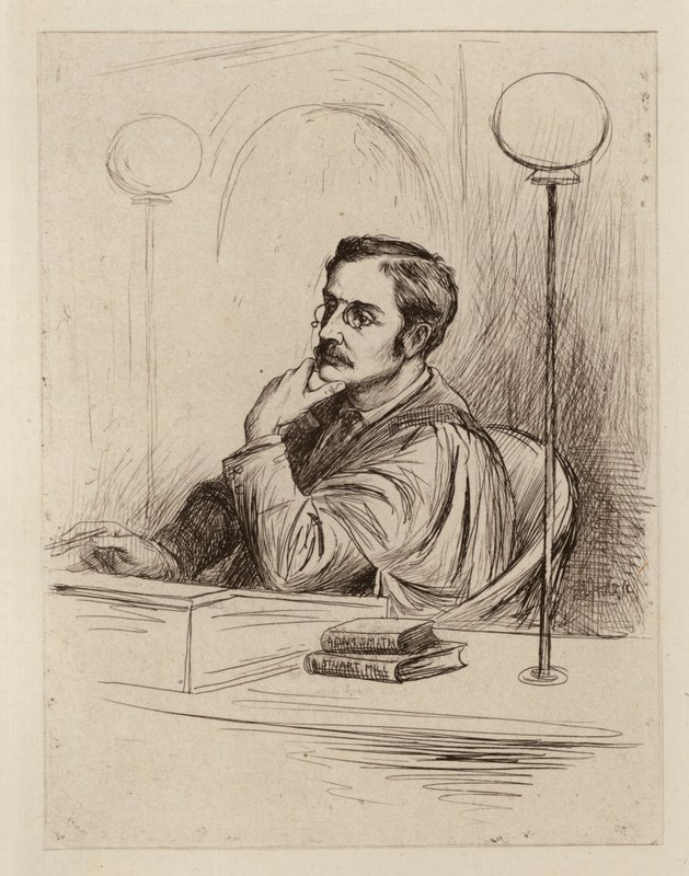 Joseph Shield Nicholson, Professor für Handels- und Volkswirtschaftslehre und Handelsrecht von William Brassey (after) Hole
